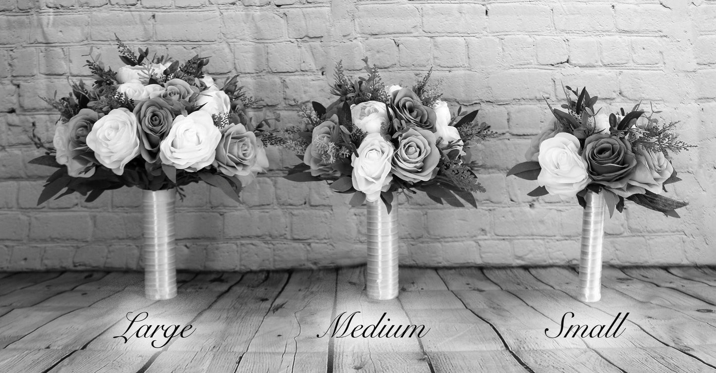 Wedding Bouquet Dusty Rose Ivory Gold, Bridal Bouquet and Bridesmaids Bouquets Artificial, Silk Faux Bouquets Boutonnieres Corsages