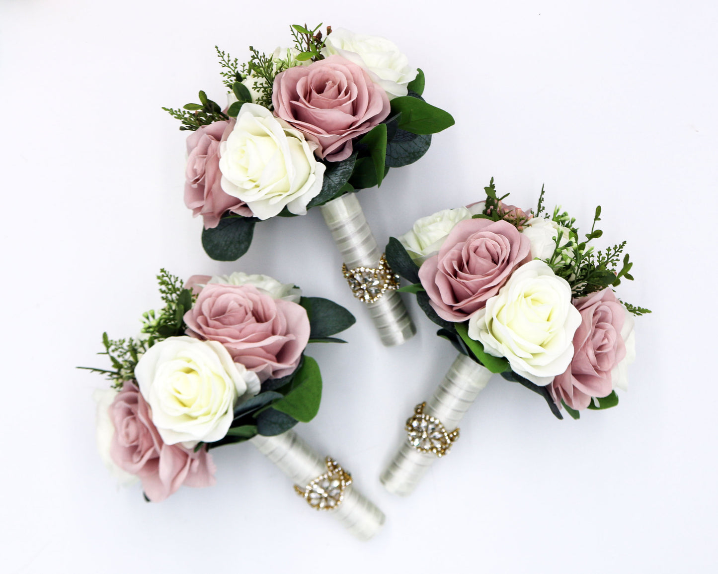 Wedding Bouquet Dusty Rose Ivory Gold, Bridal Bouquet and Bridesmaids Bouquets Artificial, Silk Faux Bouquets Boutonnieres Corsages