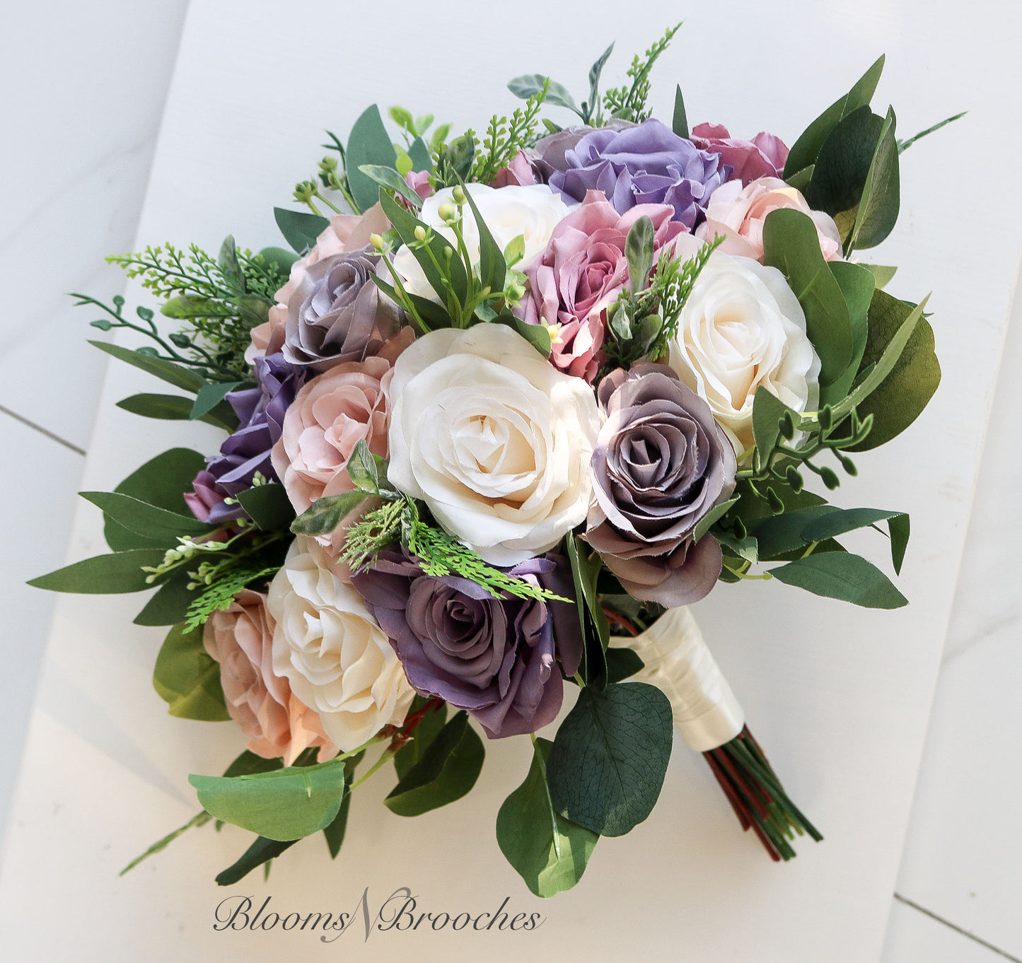 Purple and ivory bridal bouquet, wedding bouquet, artificial wedding bouquet, silk flowers, dusty purple bouquet boho wedding