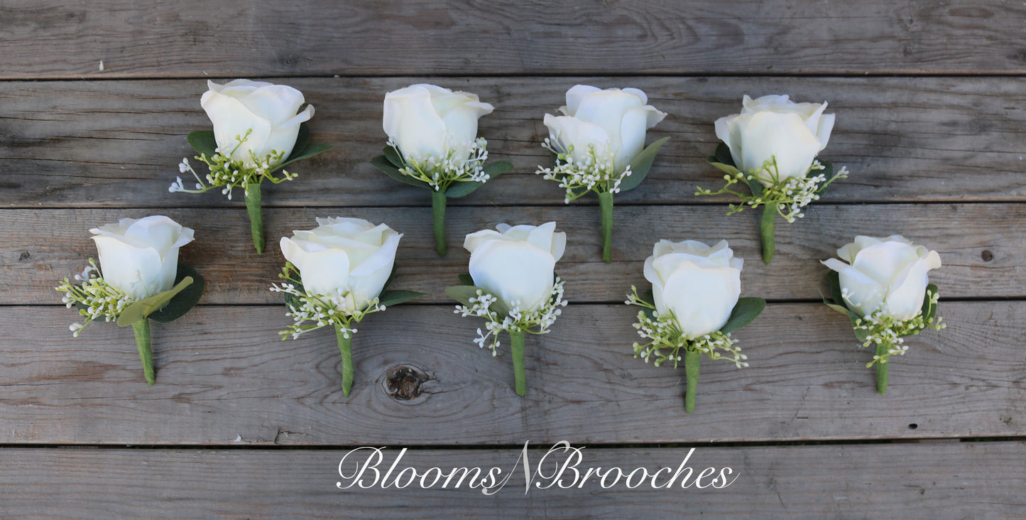 Wrist Corsage, Ivory Rose Boutonniere, Boutonniere for men, Wrist corsage, wedding corsage, Prom flower, mother of the bride corsage