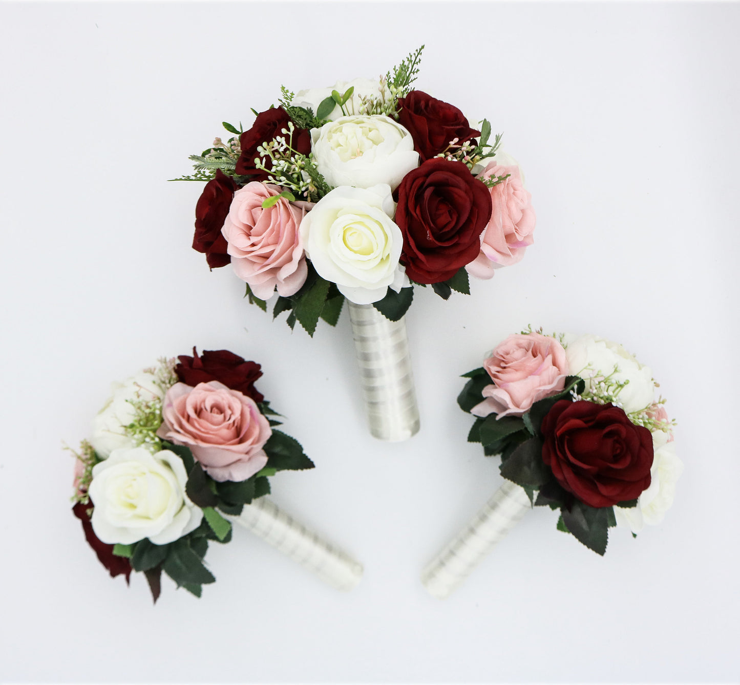 Wedding Bouquet Wine Blush and Ivory, Bridal Bouquet, Bridesmaids bouquet, Artificial Wedding Flowers, Boho Wedding, Burgundy Flowers,