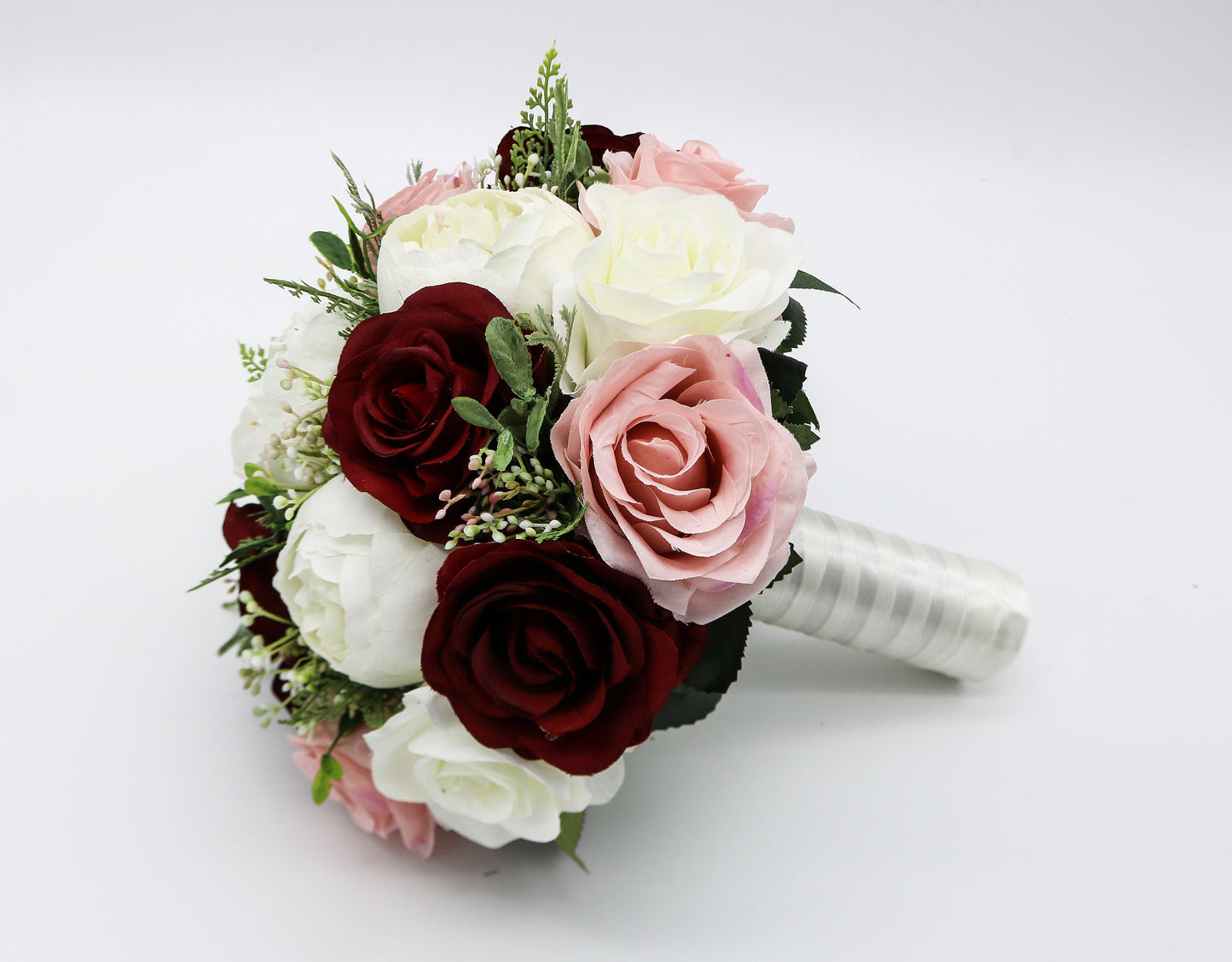 Wedding Bouquet Wine Blush and Ivory, Bridal Bouquet, Bridesmaids bouquet, Artificial Wedding Flowers, Boho Wedding, Burgundy Flowers,