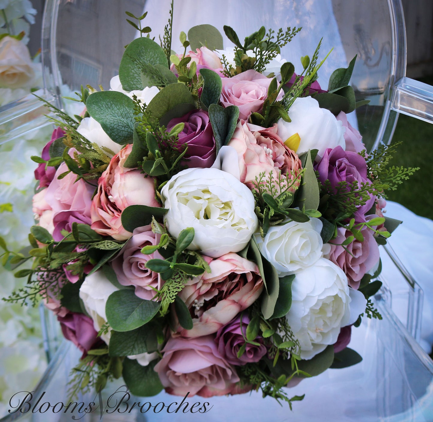 Wedding Bouquet, Blush Dusty Rose Mauve Bridal Bouquet , Wedding Flowers, Eucalyptus Rose Peony Bouquets, Corsage, Boho Wedding