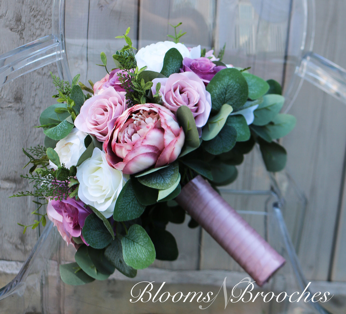 Wedding Bouquet, Blush Dusty Rose Mauve Bridal Bouquet , Wedding Flowers, Eucalyptus Rose Peony Bouquets, Corsage, Boho Wedding