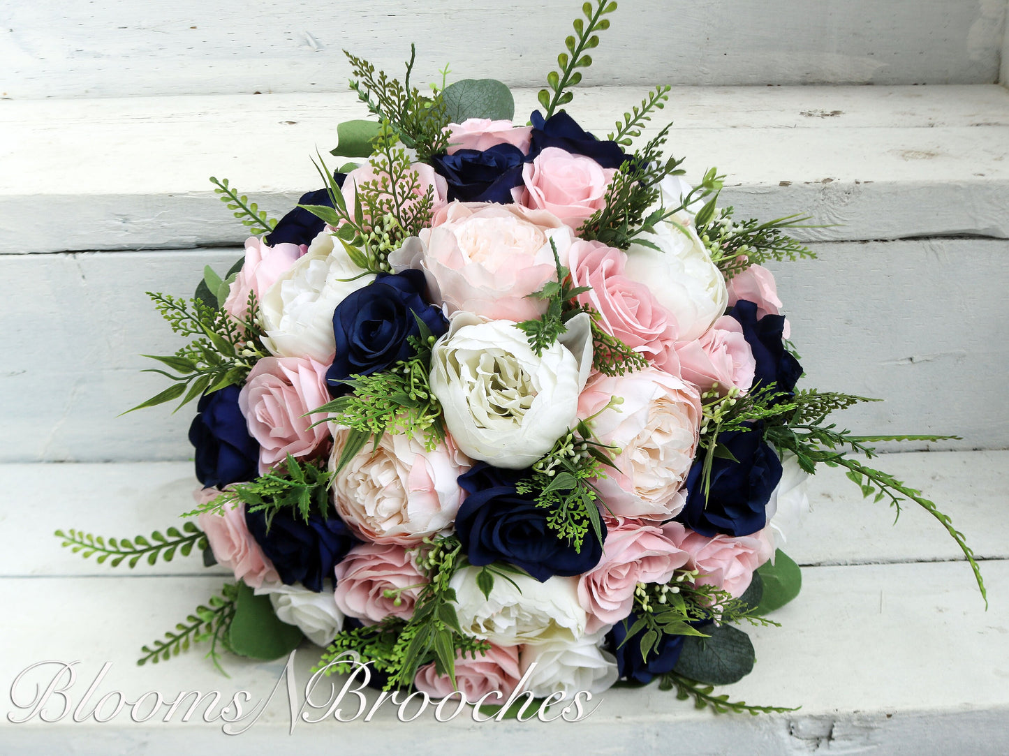 Navy Blush and Ivory Boho Wedding Bouquets, Bridal Bouquet, Bridesmaids bouquet, Artificial Wedding Flowers, Boho Wedding, Burgundy Flowers,