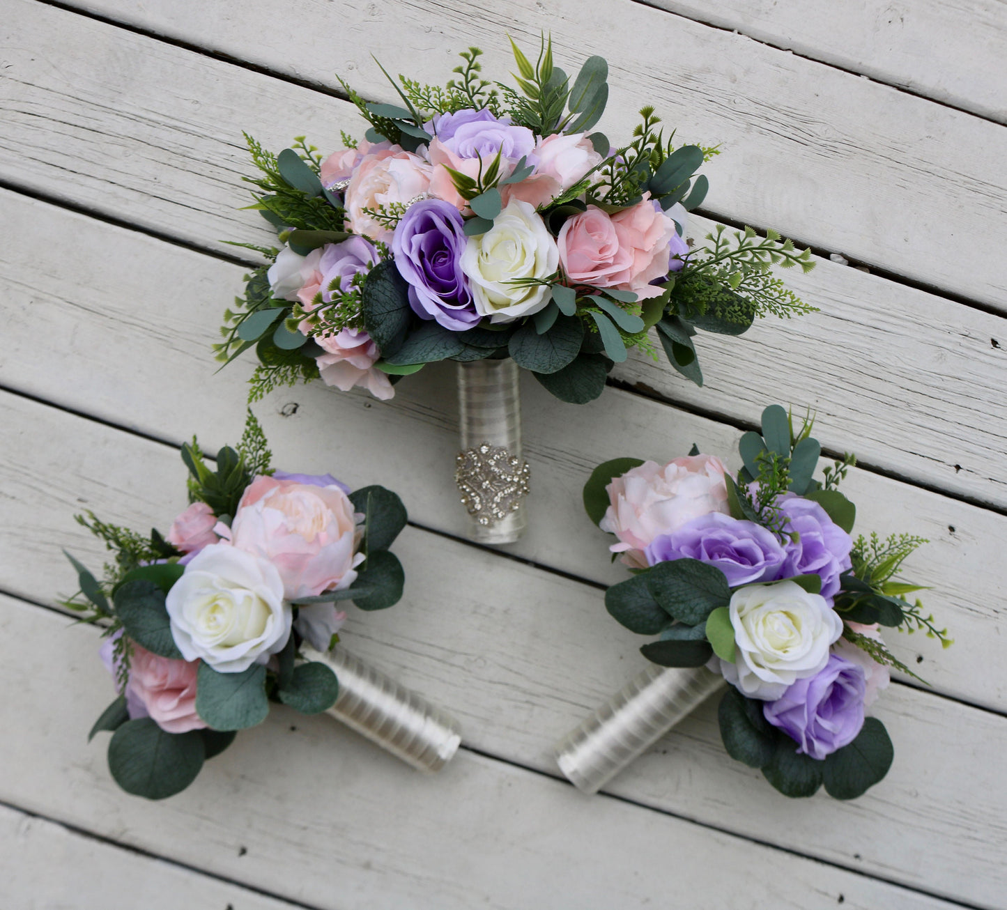 Lilac Blush Wedding Bouquets,Bridal Bouquets, purple pink bouquets for weddings, artificial wedding bouquets, Silk Flowers, Boutonnieres
