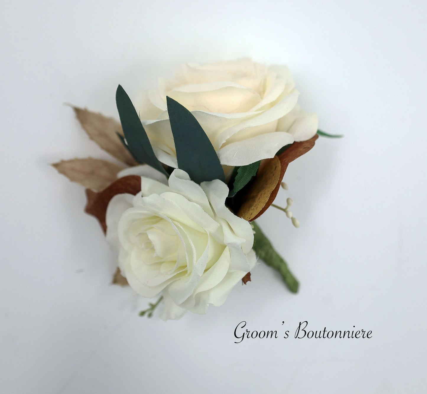 Fall Boho Wedding Bouquet, Bridal Bouquet Artificial, Ivory Cream and taupe wedding bouquets, Silk Wedding Flowers, Roes peony eucalyptus
