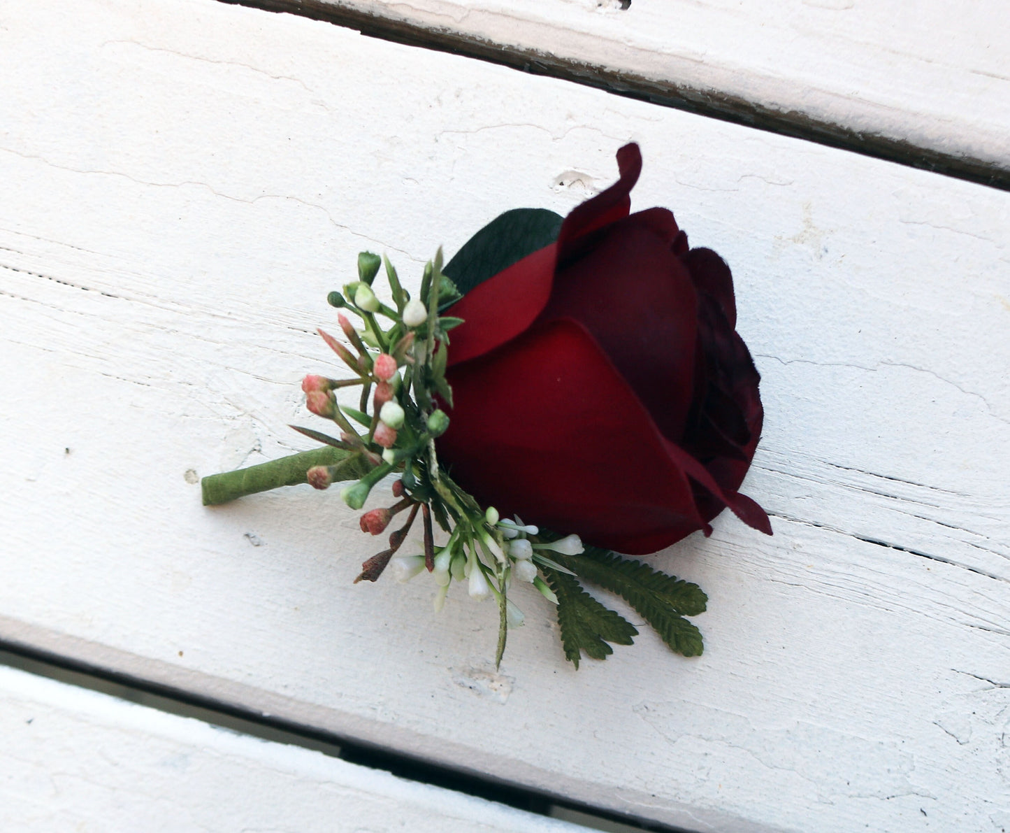 Burgundy Dusty Rose Ivory Wedding Bouquets, Faux Artificial Bridal and Bridesmaids Bouquets, Silk Wedding Flowers with Roses Eucalyptus