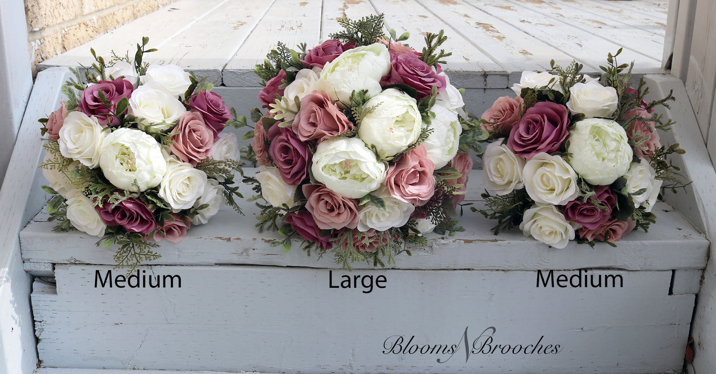 Dusty Rose mauve  and  Ivory Wedding Bouquet Wedding, Dusty Rose mauve  and  Ivory Wedding Bouquet