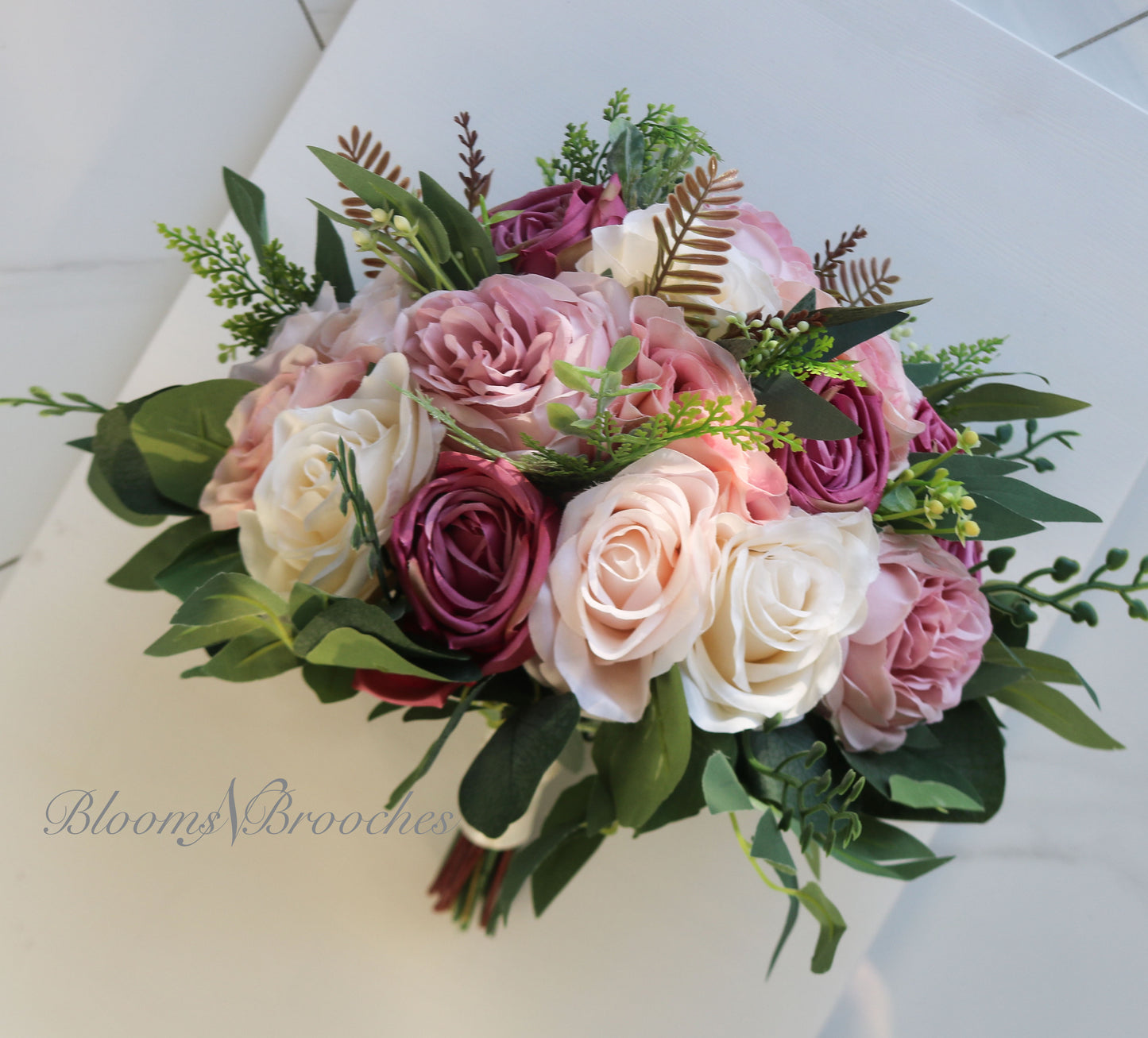 wedding bouquet pink artificial, faux wedding bouquet for bride, Silk wedding flowers