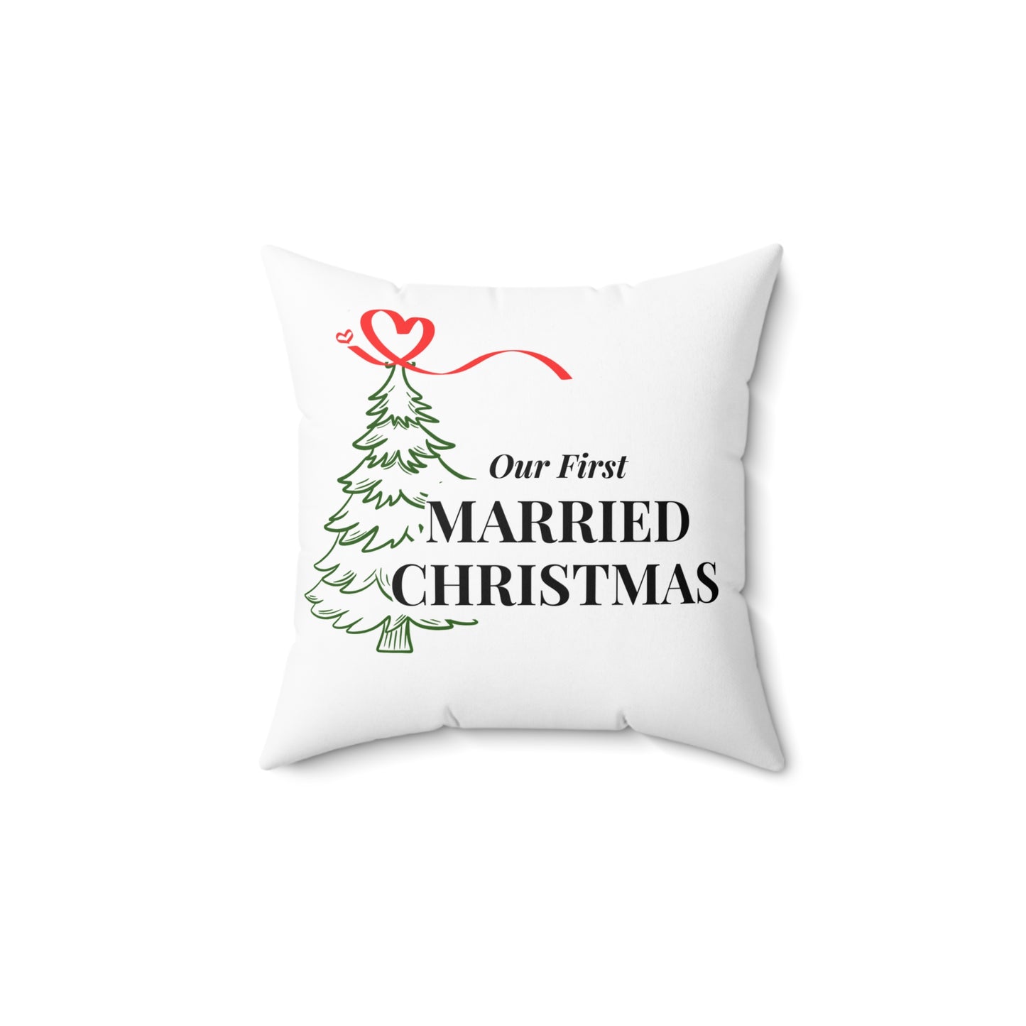 Our First Married Christmas Pillow – Holiday Newlywed Throw Pillow, Just Married Home Decor