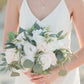 Ivory White & Greenery Wedding Bouquet, Bridal Bouquet, Bridesmaids Bouquets, Boho Wedding Bouquet, Peonies Roses eucalyptus, Faux flowers