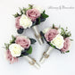 Wedding Bouquet Dusty Rose Ivory Gold, Bridal Bouquet and Bridesmaids Bouquets Artificial, Silk Faux Bouquets Boutonnieres Corsages