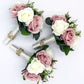 Wedding Bouquet Dusty Rose Ivory Gold, Bridal Bouquet and Bridesmaids Bouquets Artificial, Silk Faux Bouquets Boutonnieres Corsages