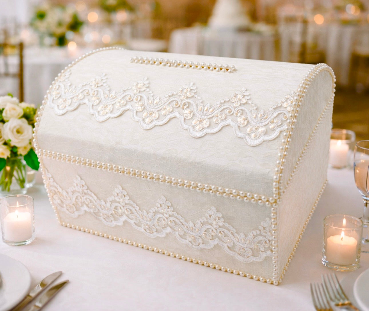wedding card box, wedding moneybox, wedding envelope holder, Ivory wedding reception box 