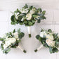 Ivory White & Greenery Wedding Bouquet, Bridal Bouquet, Bridesmaids Bouquets, Boho Wedding Bouquet, Peonies Roses eucalyptus, Faux flowers
