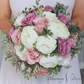 Wedding Bouquet Dusty Rose Mauve Ivory, Faux Wedding Flowers for Bride and Bridesmaids, Artificial Bridal Bouquet Roses Peonies Greenery