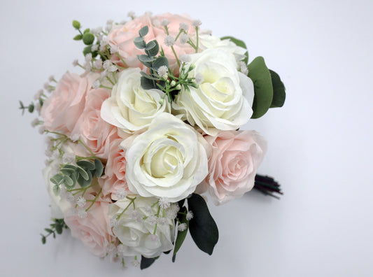 Blush ivory faux wedding bouquet bridal bouquet silk flowers pink boho wedding bouquets artificial wedding flowers