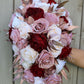 Rose Gold Cascade Bouquet, Dusty Rose Burgundy Bridal Bouquet, Artificial Wedding Bouquet Cascade