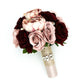 Dusty Rose and Rose Gold Wedding Bouquet, Wine Bridal Bouquet, Bridesmaids Bouquets, Artificial Wedding Flowers, Roses, Peonies, Rhinestones