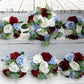 Wedding bouquet, Dusty Blue, wine  and Ivory Bridesmaids bouquet, Wedding Flowers, Boho Wedding, Corsage