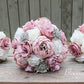 Dusty Rose and Ivory Wedding Bouquet, Wedding Flowers, Bridesmaid Bouquets, Corsage, bridal Flower Package, faux Flowers, Weddings