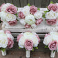 Dusty Rose and Ivory Wedding Bouquet, Wedding Flowers, Bridesmaid Bouquets, Corsage, bridal Flower Package, faux Flowers, Weddings