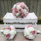 Dusty Rose and Ivory Wedding Bouquet, Wedding Flowers, Bridesmaid Bouquets, Corsage, bridal Flower Package, faux Flowers, Weddings