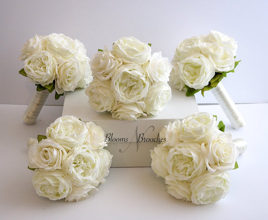 Ivory Wedding Bouquet, Wedding Flowers, Bridesmaid Bouquets, Corsage, bridal Flower Package