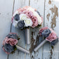 Dusty Rose, Grey and Ivory Wedding Bouquet, Wedding Flowers, Bridesmaid Bouquets, Corsage, bridal Flower Package