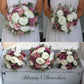 Dusty Rose Mauve and Ivory Wedding Bouquet, Faux Wedding Flowers for Bridesmaid and Bride Bouquets, Quartz Wedding Flowers Silk
