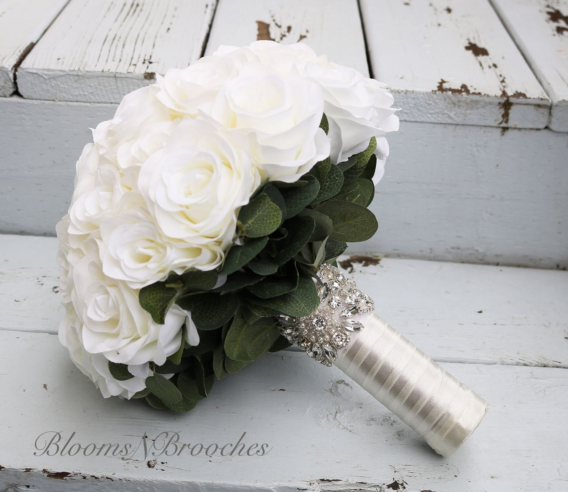 White Ivory Rose Bridal bouquet, Wedding Bouquets, Rose Bouquet, Faux Wedding Flowers, Boutonnieres, bridesmaids bouquets