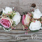 Dusty Rose and Ivory Wedding Bouquet, Wedding Flowers, Bridesmaid Bouquets, Corsage, bridal Flower Package, faux Flowers, Weddings