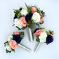 Wedding Bouquet Coral, navy blush and Ivory, Bridal Bouquet, Bridesmaids bouquet, Artificial Wedding Flowers, Boho Wedding, burgundy
