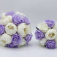 Lilac Ivory Wedding Bouquets, Artificial Flowers for bride and bridesmaids, Silk Bridal bouquets corsages boutonnieres, Wedding Flowers