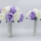 Lilac Ivory Wedding Bouquets, Artificial Flowers for bride and bridesmaids, Silk Bridal bouquets corsages boutonnieres, Wedding Flowers