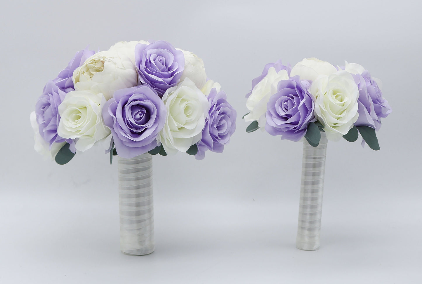 Lilac Ivory Wedding Bouquets, Artificial Flowers for bride and bridesmaids, Silk Bridal bouquets corsages boutonnieres, Wedding Flowers