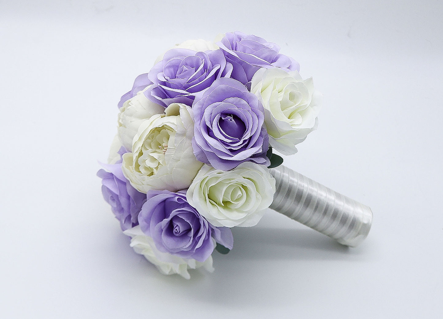 Lilac Ivory Wedding Bouquets, Artificial Flowers for bride and bridesmaids, Silk Bridal bouquets corsages boutonnieres, Wedding Flowers