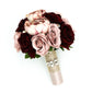 Rose Gold Dusty Rose and Burgundy Wedding Bouquet, Artificial Bridal Bouquet and Bridesmaids Bouquets, Roses Peonies Rose Gold Rhinestones