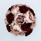 Rose Gold Dusty Rose and Burgundy Wedding Bouquet, Artificial Bridal Bouquet and Bridesmaids Bouquets, Roses Peonies Rose Gold Rhinestones
