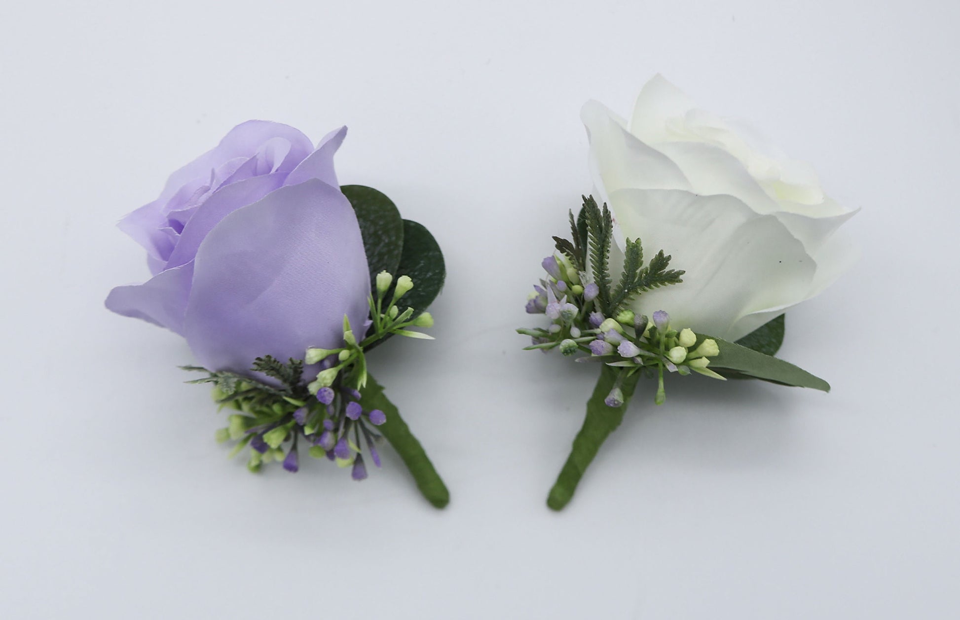 Lilac Ivory Wedding Bouquets, Artificial Flowers for bride and bridesmaids, Silk Bridal bouquets corsages boutonnieres, Wedding Flowers