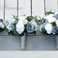 Wedding bouquet, Dusty Blue and Ivory Bridesmaids bouquet, Wedding Flowers, Boho Wedding, Corsage, bridal Flower Package