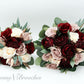 Wine Dusty andIvory Cream Boho Rose Gold Wedding Bouquets, Bridal Bouquet, Bridesmaids bouquet, Artificial Wedding Flowers Burgundy Flowers
