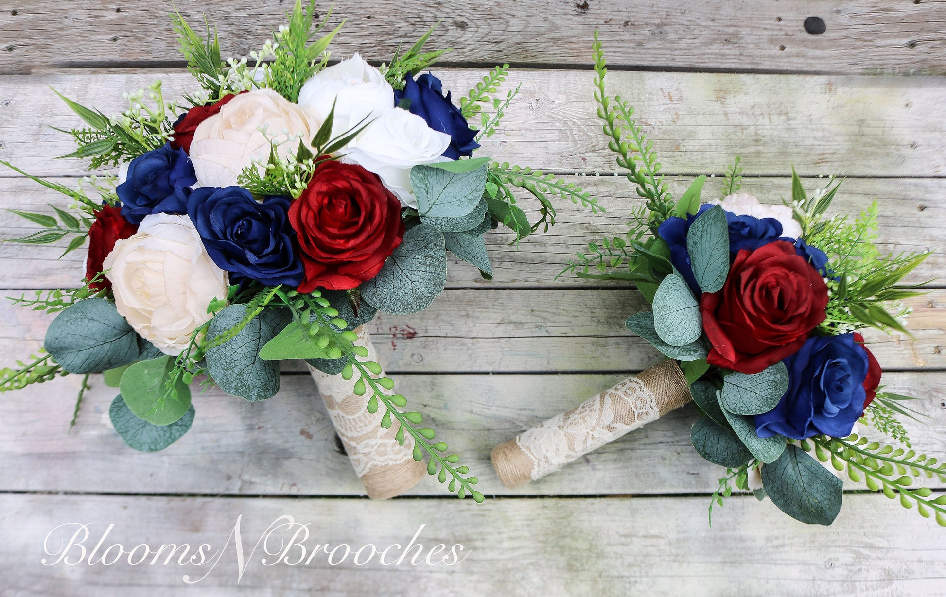 Wine Navy champaign and Ivory Boho Wedding Bouquets, Bridal Bouquet, Bridesmaids bouquet, Artificial Wedding Flowers, Boho Wedding