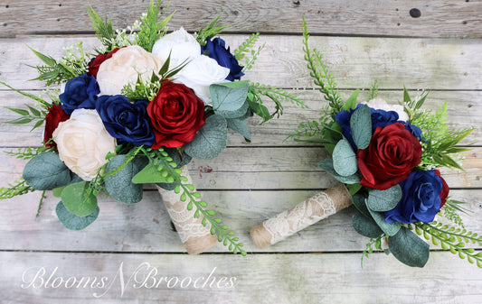 Wine Navy champaign and Ivory Boho Wedding Bouquets, Bridal Bouquet, Bridesmaids bouquet, Artificial Wedding Flowers, Boho Wedding