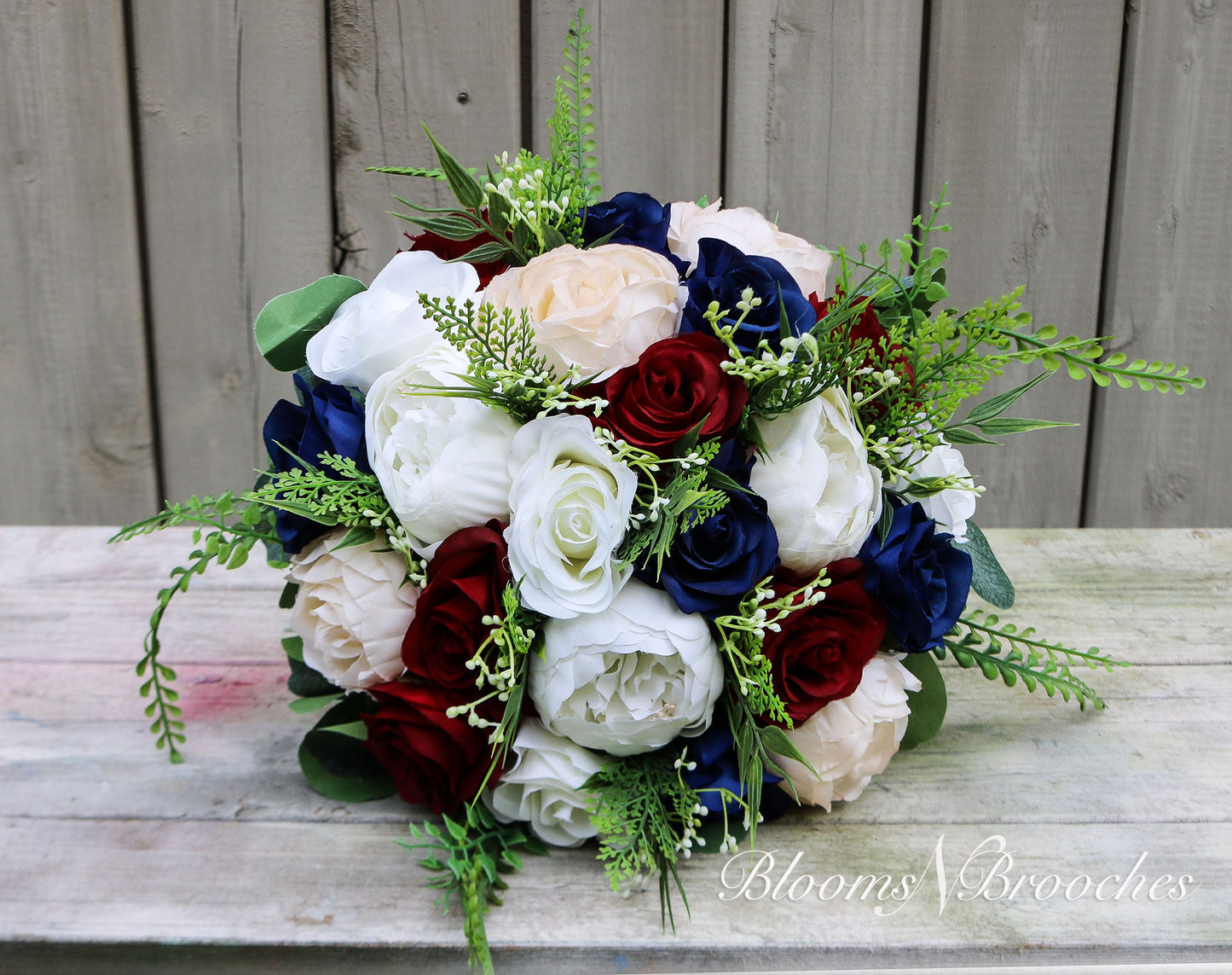 Wine Navy champaign and Ivory Boho Wedding Bouquets, Bridal Bouquet, Bridesmaids bouquet, Artificial Wedding Flowers, Boho Wedding