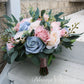 Dusty Rose, Blush, dusty blue Bridal Bouquet, Artificial Wedding Flowers, Bridesmaid Bouquets, Corsage, bridal Flower, wedding flowers
