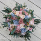 Dusty Rose, Blush, dusty blue Bridal Bouquet, Artificial Wedding Flowers, Bridesmaid Bouquets, Corsage, bridal Flower, wedding flowers