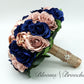 Navy Dusty Rose and Rose Gold Wedding Bouquet, Navy Bridal Bouquet, Bridesmaids Bouquets, Artificial Wedding Flowers, Roses, Peonies