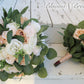 Wedding Bouquet Bride, Champaign Cream and ivory Wedding Bouquets, Artificial Boho bouquets Roses Peonies Eucalyptus, Faux Wedding Flowers